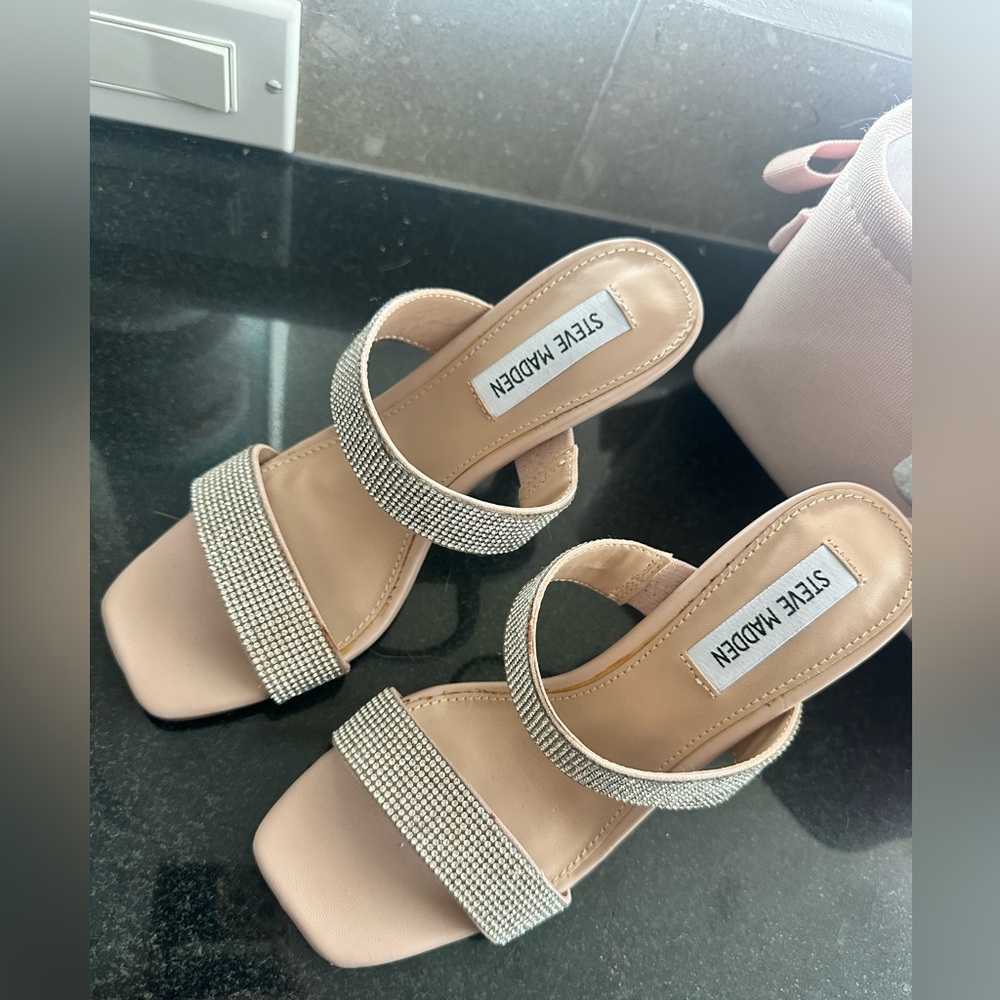 Steve Madden Nude Heels with Silver Accents